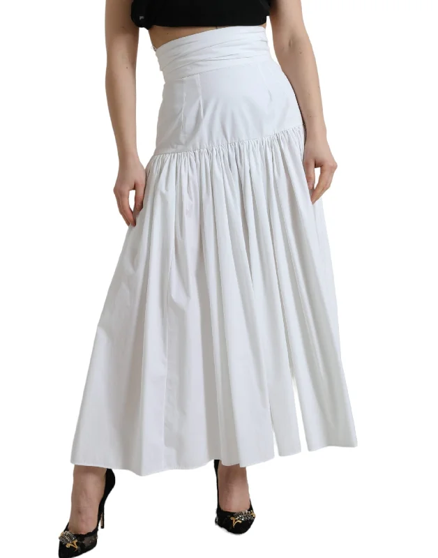 Dolce & Gabbana Elegant High Waist Cotton Maxi Skirt seamless skirt comfort