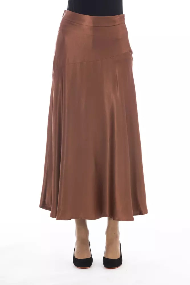 Alpha Studio Brown Viscose Women Skirt cashmere skirt fine