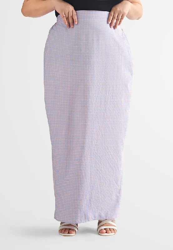 Gigi Gingham Back Fan Long Skirt vintage skirt charm