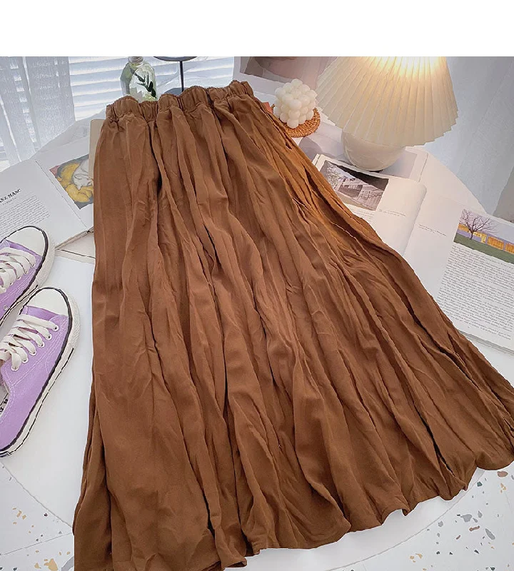 Hong Kong style solid color pleated skirt  5778 chiffon skirt airy