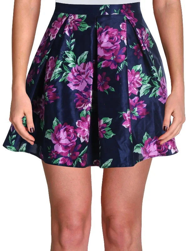 Juniors Womens Floral Mini A-Line Skirt high waist skirt