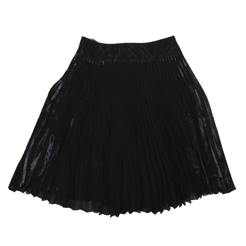 KAREN MILLEN Knee Length Pleated Skirt Black Satin Womens UK 16 velvet skirt sumptuous