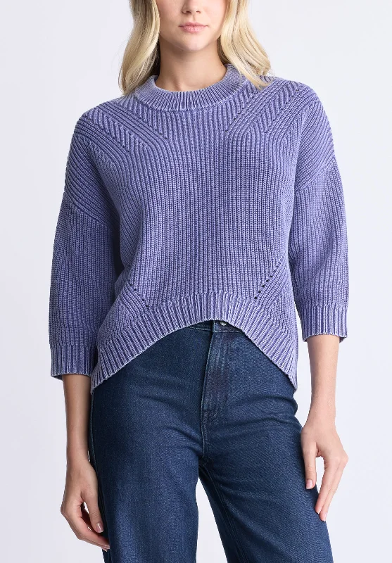 Kassanda Women's 3/4 Sleeve Knit Sweater, Blue - SW0100H Wool Sweater Cotton Sweater Cashmere Sweater Kassanda Women's 3/4 Sleeve Knit Sweater, Blue - SW0100H Wool Sweater Cotton Sweater Cashmere Sweater