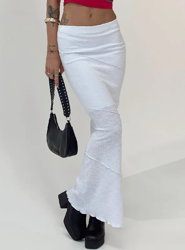 Oscar Maxi Skirt White Tall button skirt front