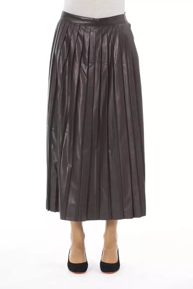 Alpha Studio Brown Polyethylene Women Skirt denim skirt classic