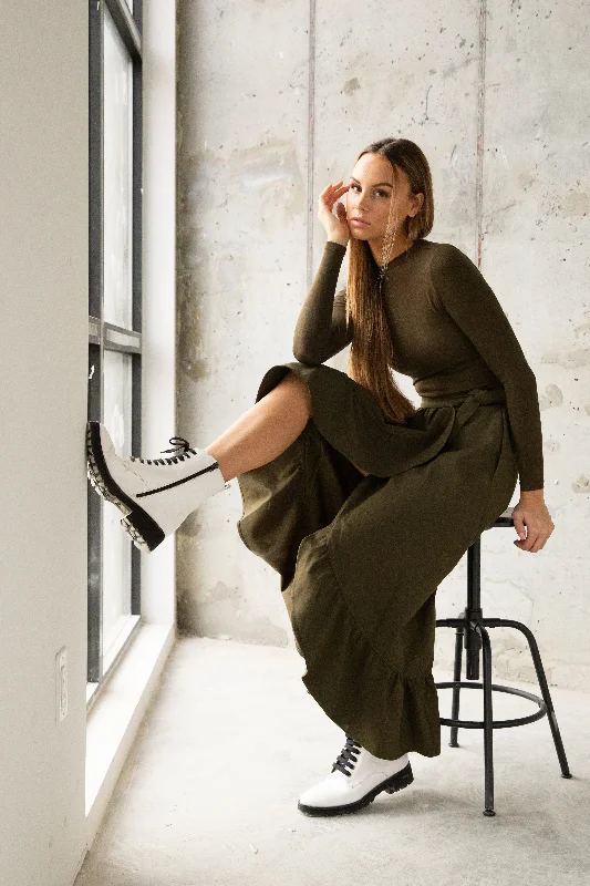 Ponte Wrap Skirt Olive velvet skirt plush