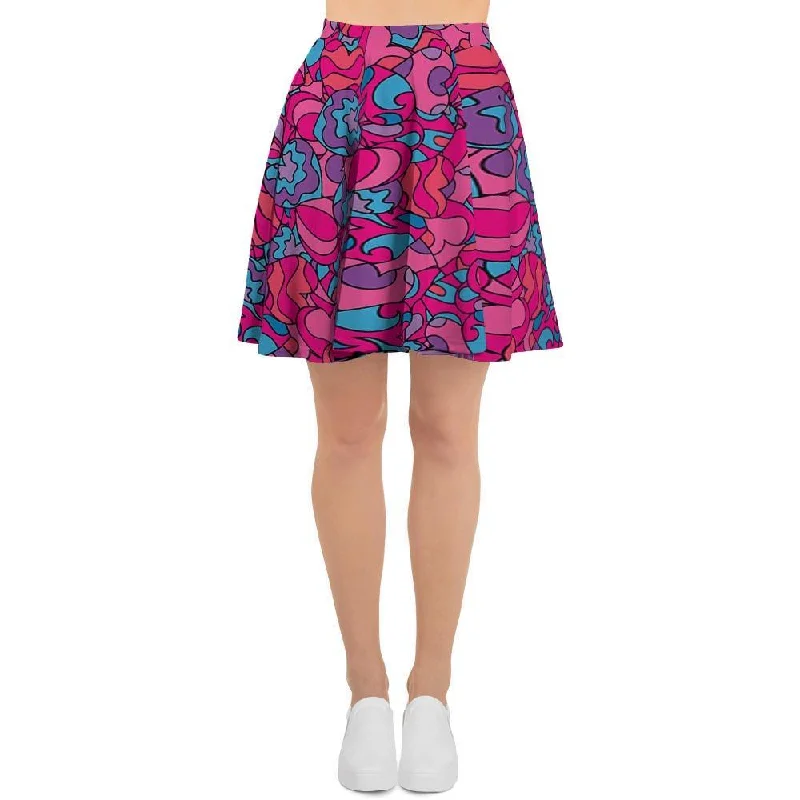 Psychedelic Trippy Hippie Heart Women's Skirt velvet skirt glossy