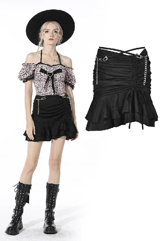 Punk sexy hollow out waist drawstring mini skirt KW204 cashmere skirt soft