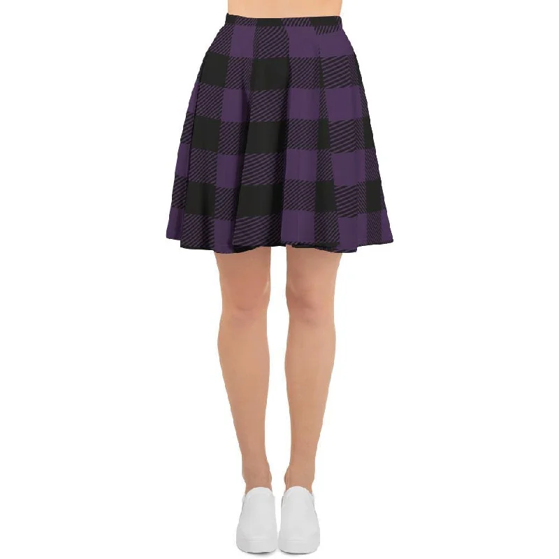 Purple Buffalo Plaid Women's Skirt chiffon skirt delicate