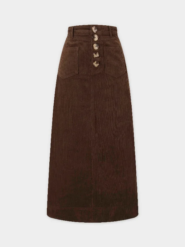 Straight Pocket Skirt-Brown leather skirt durable