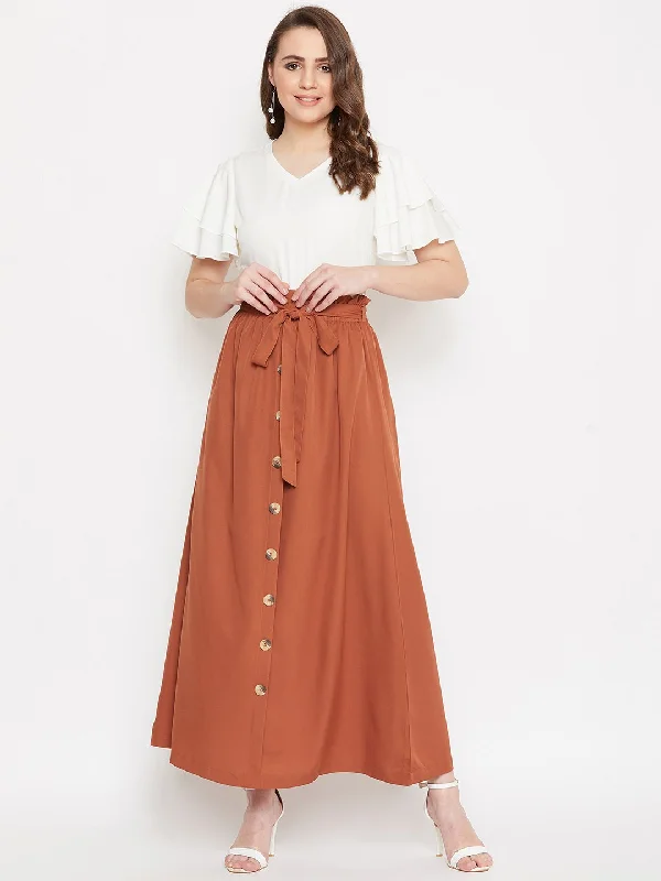 Women's V-Neck Top With Front Button Skirt Set - BitterLime corduroy skirt textured