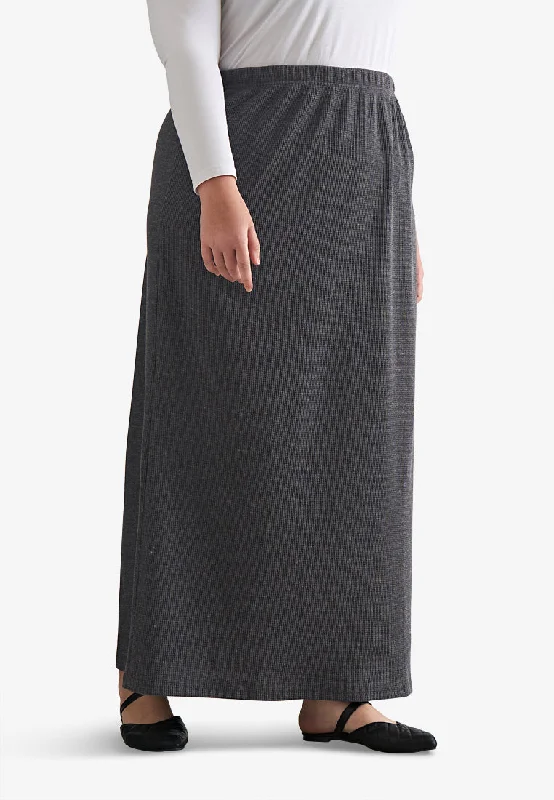 Warina Waffle Straight Cut Skirt - Dark Grey silk skirt lustrous