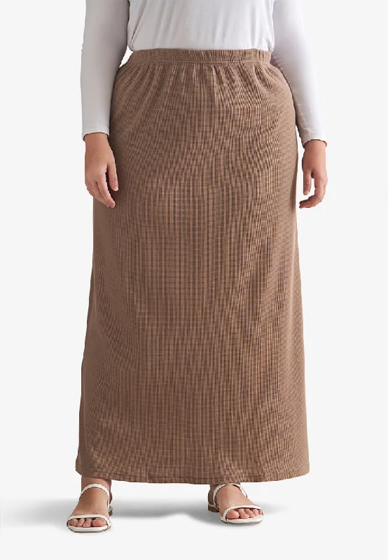 Warina Waffle Straight Cut Skirt - Coco Brown velvet skirt plush