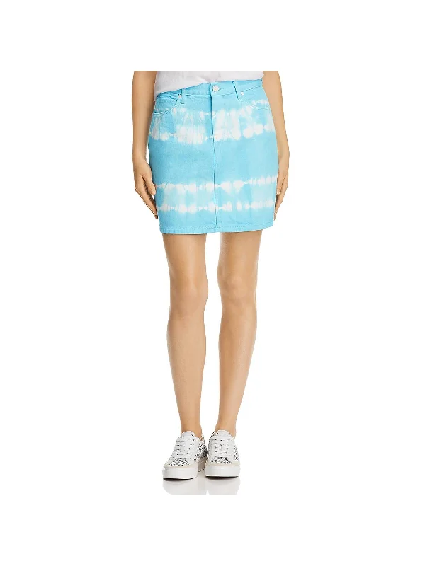 Womens Tie-Dye Short Denim Skirt leather skirt sleek